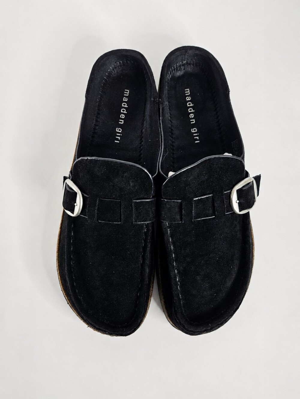 Madden Girl Paceyy Black Buckle Cork Platform Clogs Mules Size 9 Bohemian Hippie - Picture 6 of 12